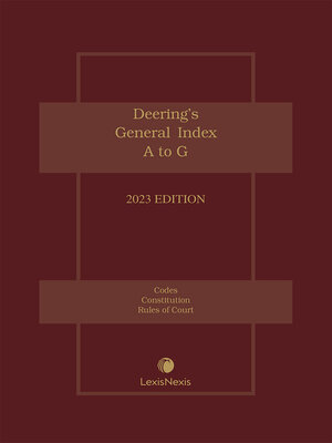 cover image of Deering's California Code, General Index